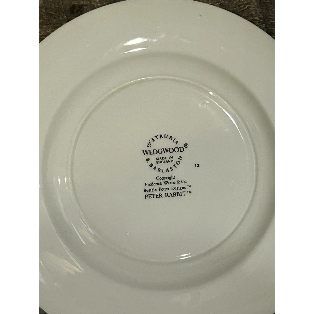 Vintage Set of 2 Wedgwood Beatrix Potter Peter Rabbit Plate & Porridge Bowl READ